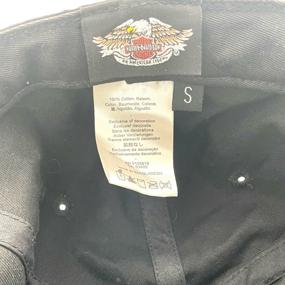 Harley Davidson Baseball Hat Black and Orange Flame W/ Logo Adult Size Small - Picture 3 of 6